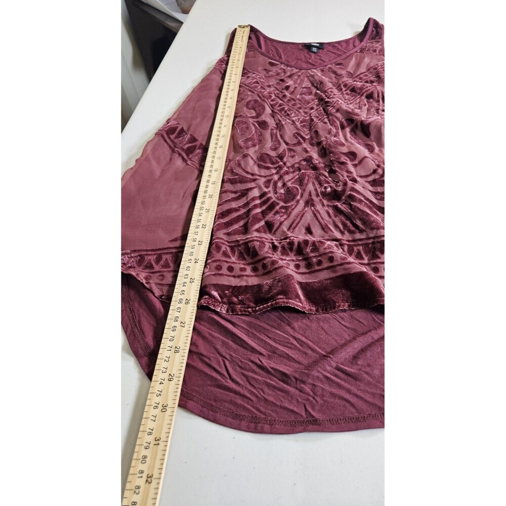 Mossimo Burgundy Tank Top XL Velvet Burnout Art Deco Whimsigoth Whitchy - Picture 7 of 9